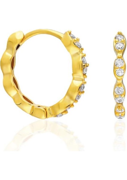 Zirkonyum Ile Işlenmiş Halka Küpeler