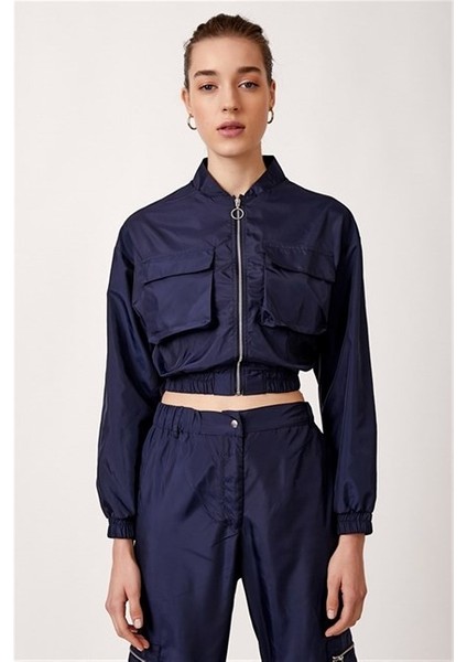 Kadın Alt Üst Takım Fermuarlı Komando Cepli Beli Paçası ve Kolları Lastikli Model Lacivert modelleri