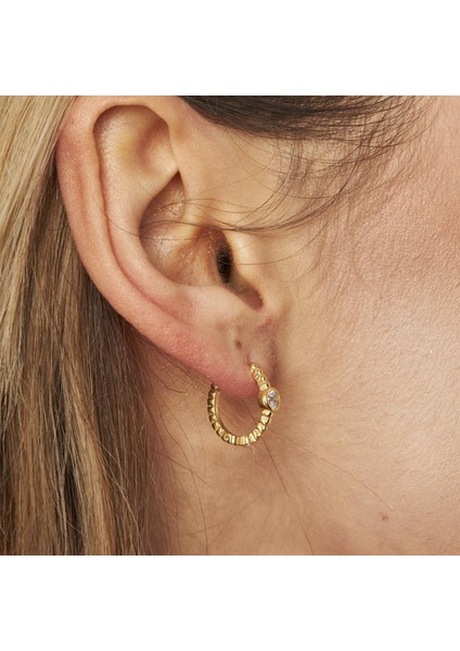 Yuvarlak Taşlı Halka Küpeler modelleri