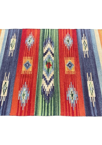 El Dokuması Dekoratif Yün Kilim 60X95 Gökkuşağı Rengi