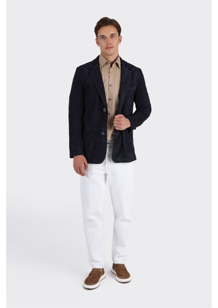 Lacivert Deri Erkek Ceket modelleri