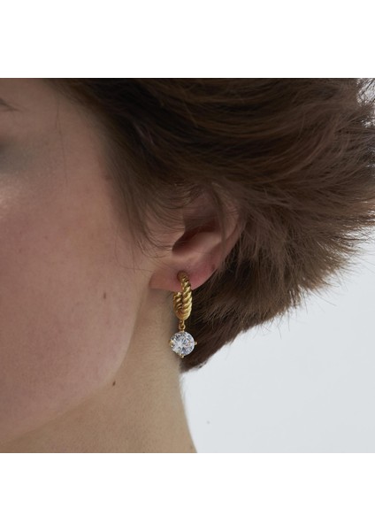 Döner Halkalı Tek Taşlı Küpeler fırsatları