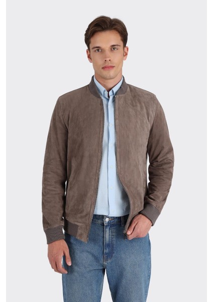 Gri Erkek Deri Ceket