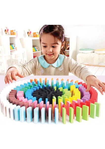 100 Parça Renkli Ahşap Domino Seti