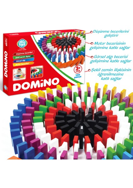 100 Parça Renkli Ahşap Domino Seti