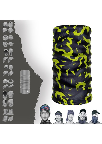 Extreme Sarı Gri Karışık Desenli Boyunluk Bandana Baf Toka Maske Saçbandı