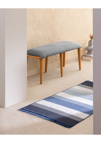 Rontalon Saçaklı Dokuma Kilim - 120X180 cm - Lacivert/mavi