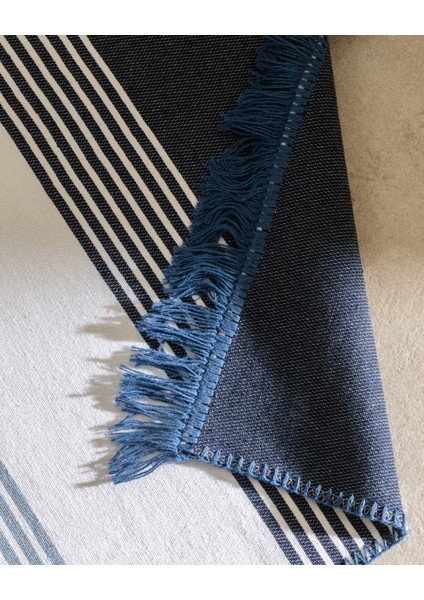 Rontalon Saçaklı Dokuma Kilim - 120X180 cm - Lacivert/mavi modelleri