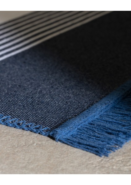 Rontalon Saçaklı Dokuma Kilim - 120X180 cm - Lacivert/mavi fırsatları