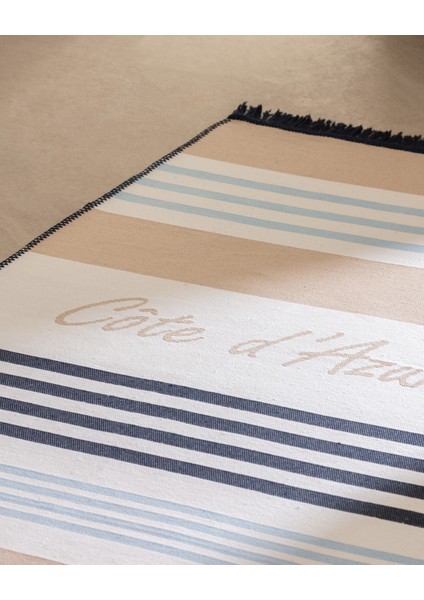 Rocasson Saçaklı Dokuma Kilim - 60X100 cm - Bej/lacivert fiyatları