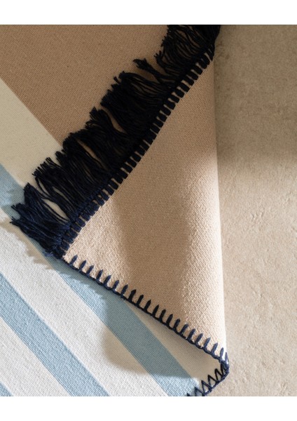Rocasson Saçaklı Dokuma Kilim - 60X100 cm - Bej/lacivert modelleri
