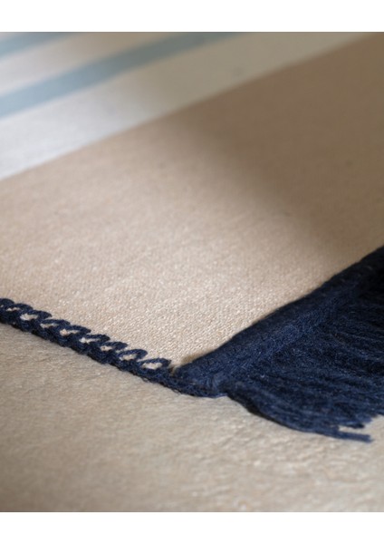 Rocasson Saçaklı Dokuma Kilim - 60X100 cm - Bej/lacivert fırsatları