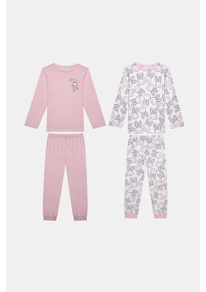 Kız Çocuk Bunnies Çok Renkli 2li Pijama Takımı