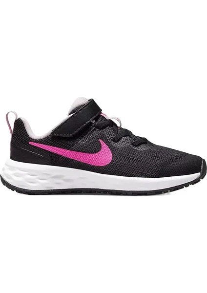 Revolution 6 Walk Shoes Lastik Ipli Kolay Giyimli Yürüyüş Ayakkabısı Siyah Pembe Swoosh