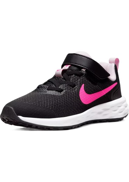 Revolution 6 Walk Shoes Lastik Ipli Kolay Giyimli Yürüyüş Ayakkabısı Siyah Pembe Swoosh