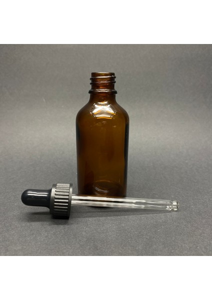 50ML Kahverengi Cam Damlalıklı Şişe , Siyah Plastik Kapak , 50CC Amber Cam Damlalıklı Şişe x 6 Adet