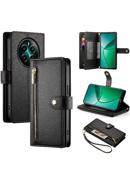 Realme 12 Artı Cüzdan Bölmesi Kickstand Için Flip Case Çok Fonksiyonlu (Yurt Dışından)