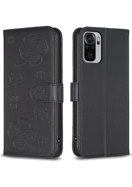 Xiaomi Redmi Not 10 Için Flip Case 4g Cüzdan Pu Deri Yonca Çiçek Kart (Yurt Dışından)