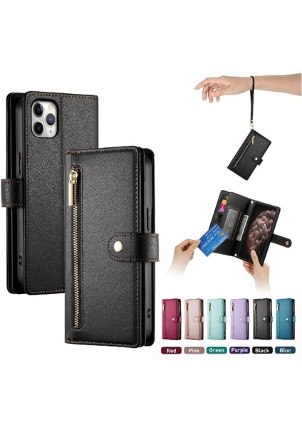 IPhone 11 Için Flip Case Pro Max Cüzdan Bölmesi Kickstand Bilek Kayışı (Yurt Dışından) indirimleri