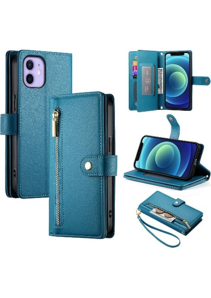 IPhone 12 Mini Bilek Kayışı Cüzdan Bölmesi Kart Yuvaları Için Flip Case (Yurt Dışından)