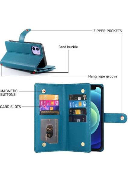 IPhone 12 Mini Bilek Kayışı Cüzdan Bölmesi Kart Yuvaları Için Flip Case (Yurt Dışından) fırsatları