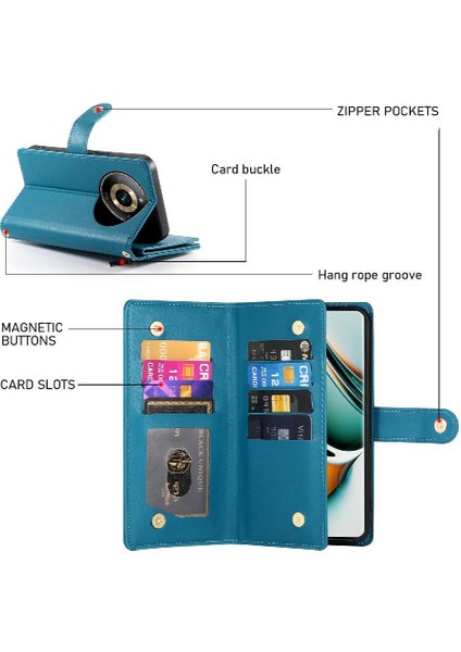 Realme 11 Pro Artı 5g Çok Fonksiyonlu Kart Yuvaları Kickstand Için Flip Case (Yurt Dışından)