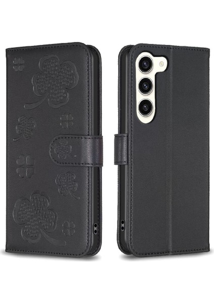 Samsung Galaxy S23 5g Yonca Çiçek Pu Deri Kart Yuvaları Için Flip Case (Yurt Dışından)