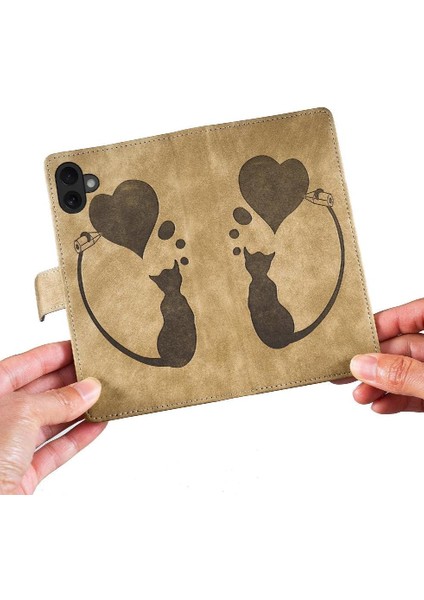 IPhone 16 Için Flip Case Artı Cüzdan Kılıf Kabartmalı Sevimli Kedi Flip Folio (Yurt Dışından)