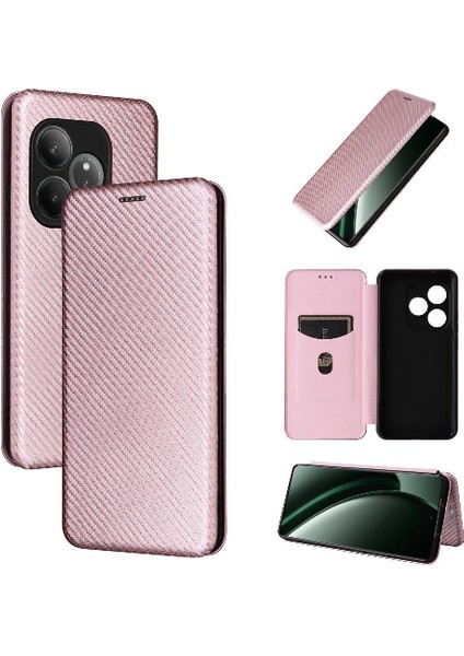 Kart Tutucu Kickstand Deri Folio Flip ile Realme Gt 6 Için Flip Case (Yurt Dışından)