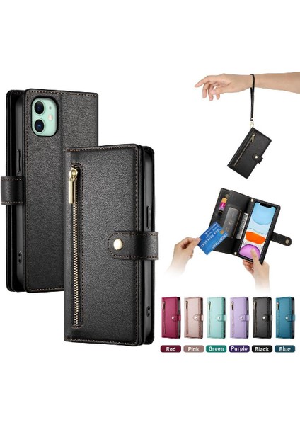 IPhone 11 Bilek Kayışı Çok Fonksiyonlu Kart Yuvaları Kickstand Için Flip Case (Yurt Dışından) modelleri
