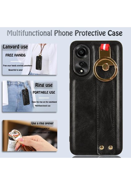 Oppo A78 4g Kolaylık Bilek Kayışı Premium Pu Deri Için Flip Case (Yurt Dışından) fiyatları