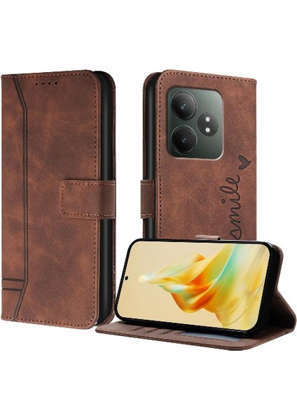 Realme Gt 6t Manyetik Kapatma Için Telefon Kılıfı Pu Deri Flip Folio Cüzdan (Yurt Dışından)