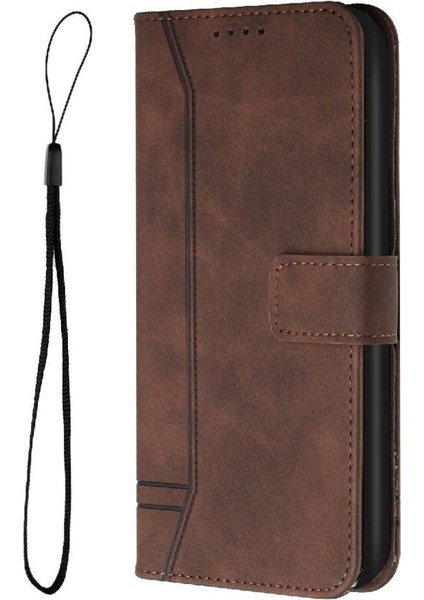 Telefon Kılıfı Için Xiaomi Poco M6 4g El Kayışı Pu Deri Flip Folio Cüzdan (Yurt Dışından)