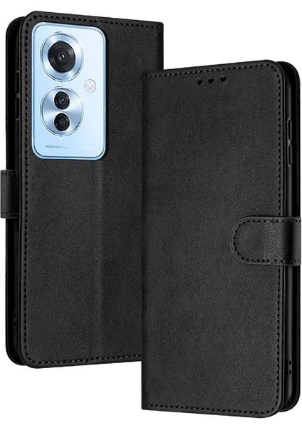 Kart Yuvası Saf Renk Pu ile Toka ile Oppo Oppo 11F 5g Için Flip Case (Yurt Dışından)