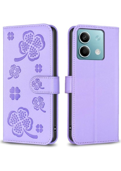 Xiaomi Redmi Not 13 Için Flip Case 5g Pu Deri Kart Yuvaları Tutucu Yonca (Yurt Dışından)