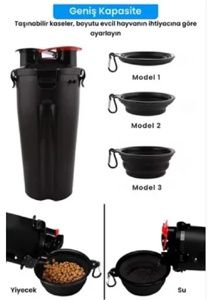 Kedi Köpek Su ve Mama Matarası Katlanır Mama Kabı Seti fiyatları