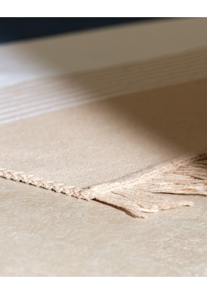 Rontalon Saçaklı Dokuma Kilim - 80X150 cm - Kahve/lacivert