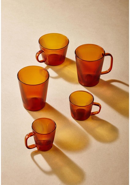 Striped Borosilikat Cam Bardak Amber 400 ml