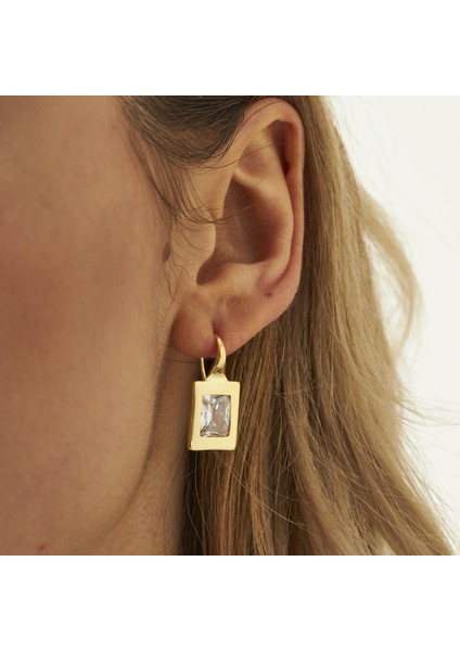 Kare Tek Taşlı Küpeler modelleri