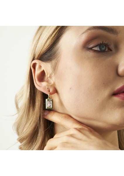 Kare Tek Taşlı Küpeler indirimleri