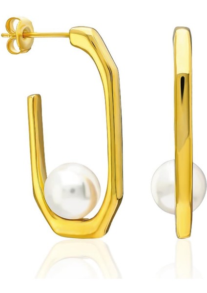 Yarım Yuvarlak Incili Küpeler