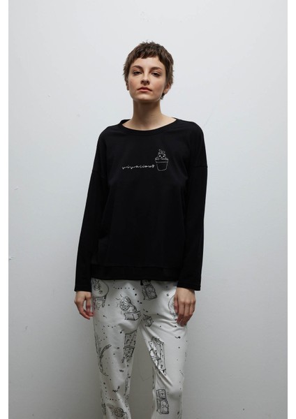 Kadın Pamuklu Uzun Kollu Pijama Üstü fiyatları