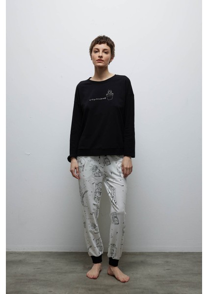 Kadın Pamuklu Uzun Kollu Pijama Üstü modelleri