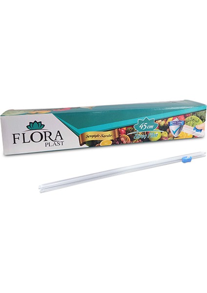 Floraplast sarı Gıda Streç Dayanıklı Steril Esnek 45 cm 300 mt 8 Mic Mutfak, Ambalaj Kayar Bıçak Kutulu Ekonomik 3 Adet