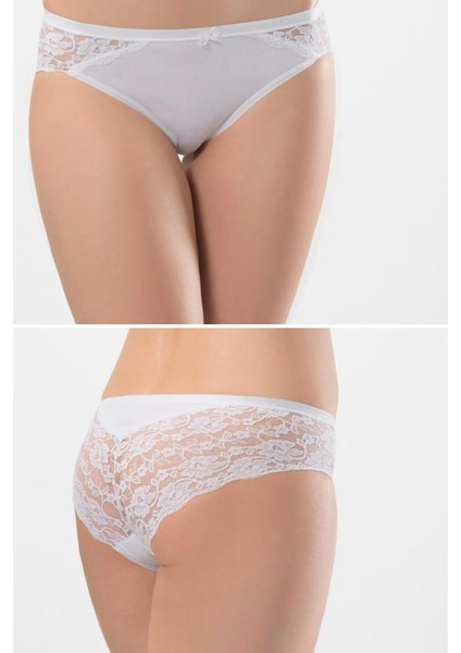 Kadın %95 Pamuk, %5 Likralı Dantelli Bikini Külot 2'li Paket