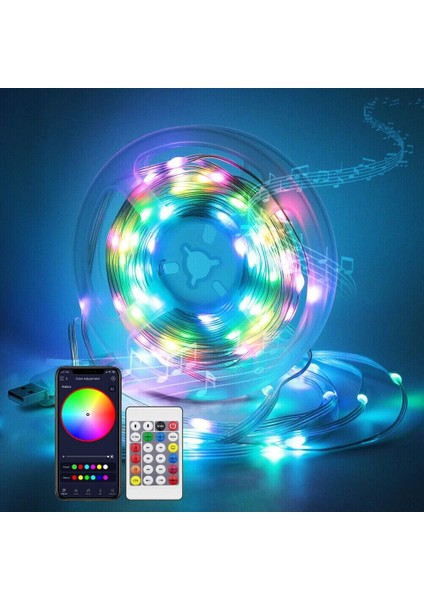 Usb'li 5V Yılbaşı LED Işık Dış Mekan, Rgb Pixel Akıllı Peri LED 10 Metre