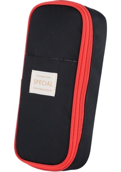 Macaron Kalem Kutusu Çift Tuval Geri Çekilebilir Büyük Kapasiteli Basit Kalem Kutusu Çift Fermuarlı Çok Katmanlı Kalem Kutusu (Yurt Dışından)