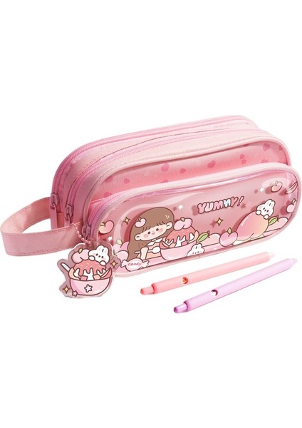 Öğrenci Çok Fonksiyonlu Yüksek Görünümlü Çift Katmanlı Kırtasiye Çantası Taşınabilir Kırtasiye Kutusu Şeffaf Kalem Kutusu Büyük Kapasiteli (Yurt Dışından)