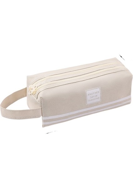 Basit Büyük Kapasiteli Kalem Kutusu Çift Katmanlı Oxford Kumaş Kırtasiye Çantası Öğrenci Kullanışlı Taşınabilir Kırtasiye Kutusu (Yurt Dışından)