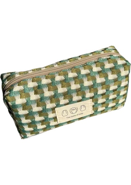 Xiaoxiangfeng Gökkuşağı Dokuma Kalem Çantası Ins Ekose Taşınabilir Kozmetik Çantası Büyük Kapasiteli Öğrenci Masaüstü Kırtasiye Saklama Çantası (Yurt Dışından)